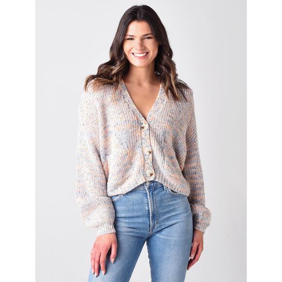 BB Dakota Golden Hour Confetti Cardigan Size Small Semi Cropped - Picture 2 of 15